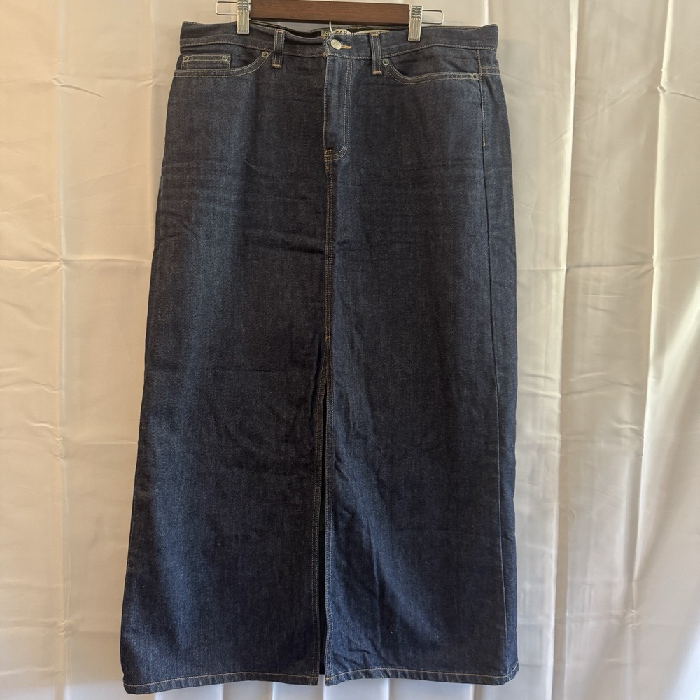 Vintage Y2K GAP Women Denim Maxi Long Skirt 14 (36) Jean Western Boho Front Slit